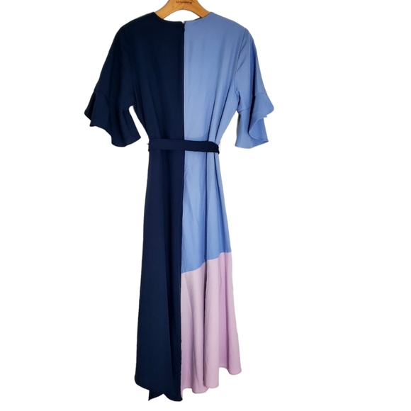 Anthropologie Hutch Women's Ombrr Colorblock Wrap Tie Waist Dress sz MED - Picture 5 of 8